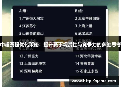 中超赛程优化策略:提升赛事观赏性与竞争力的多维思考 中超赛程优化策略:提升赛事观赏性与竞争力的多维思考
