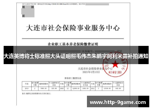 大连英博将士标准照大头证明照毛伟杰朱鹏宇阿利米需补拍通知 大连英博将士标准照大头证明照毛伟杰朱鹏宇阿利米需补拍通知
